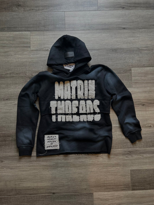 Signature Matrix Threads Hoodie-Charcoal Black